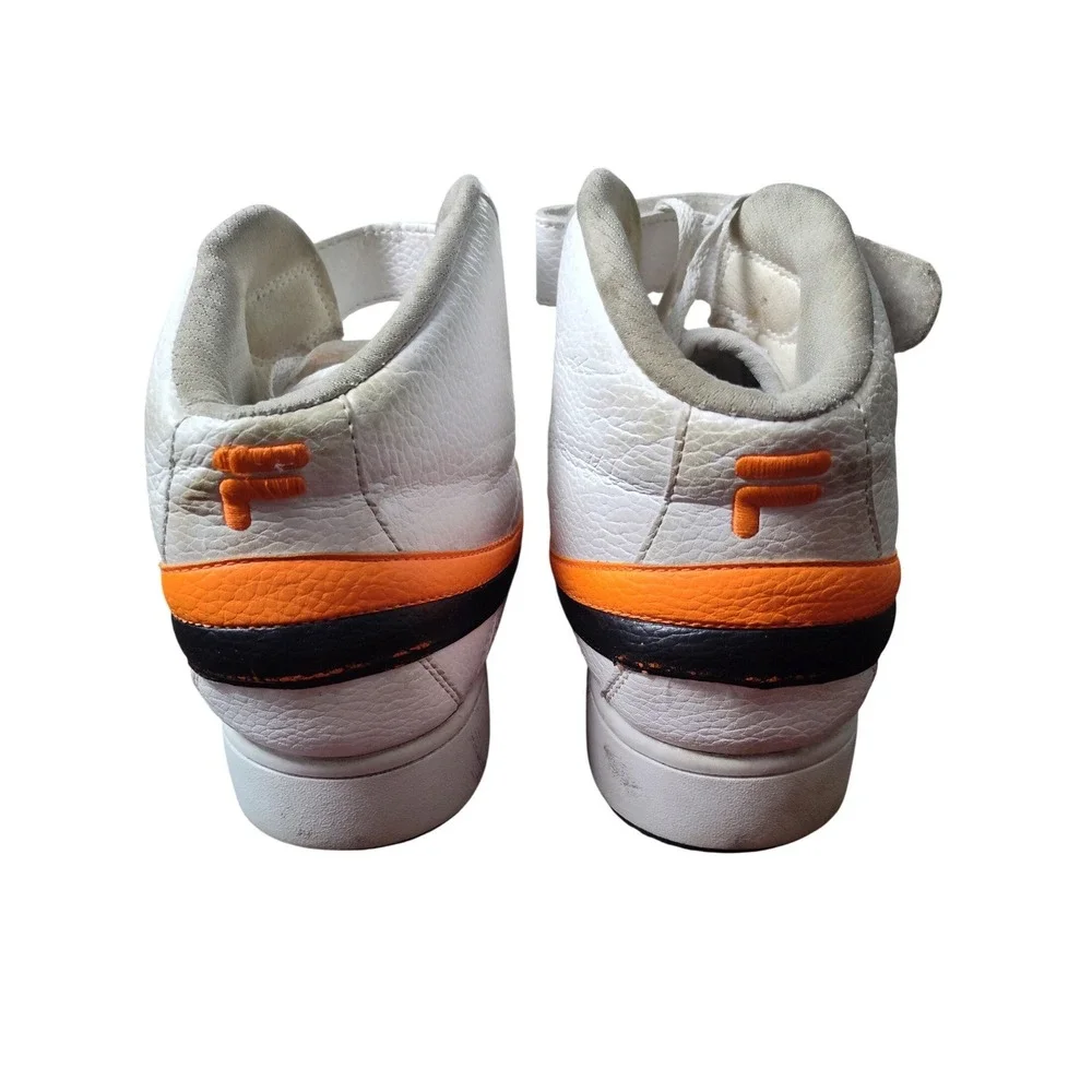 Fila A High Men's High Top Leather Sneakers White Orange Ankle Strap